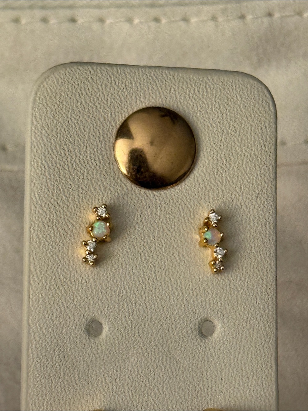 18K Gold Plated Opal Climber Stud Earrings